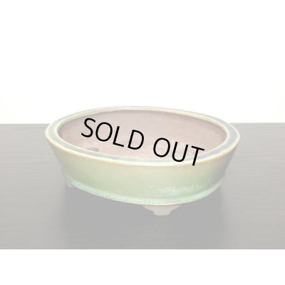 画像3: 常滑鉢　「松泉焼　山秋」　緑釉内縁楕円中浅鉢