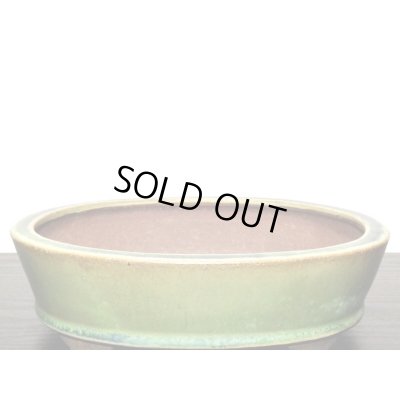 画像6: 常滑鉢　「松泉焼　山秋」　緑釉内縁楕円中浅鉢