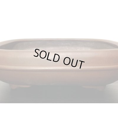 画像3: 常滑鉢　「松泉焼　山秋」　朱泥中帯内縁撫角長方鉢