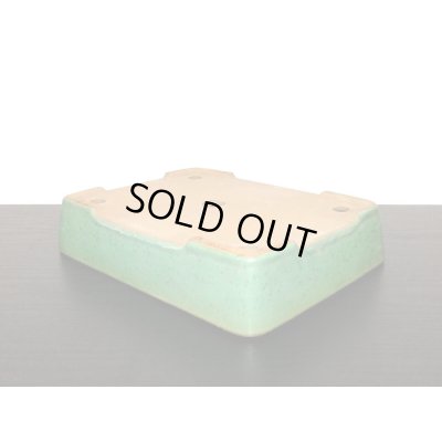 画像7: 常滑鉢　「山房」　緑釉内縁長方鉢