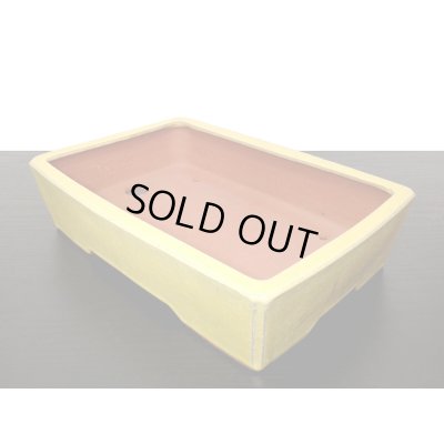 画像4: 常滑鉢　「英明　耀山」　黄釉内縁長方鉢