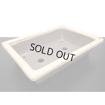 画像8: 常滑鉢　「山秋造印」　白釉外縁長方鉢