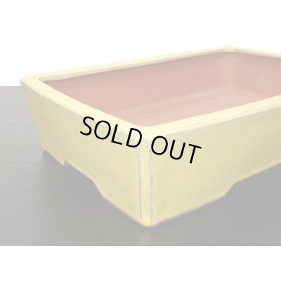 画像3: 常滑鉢　「英明　耀山」　黄釉内縁長方鉢