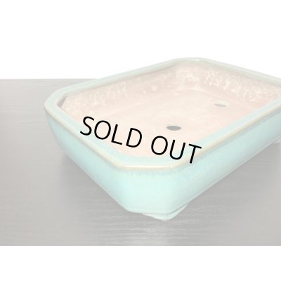 画像9: 常滑鉢 「松泉焼 山秋」 織部釉内縁長方鉢