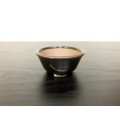沈壽官窯小品盆栽鉢　薩摩焼/黒薩摩　「金のじ」　盆器外縁