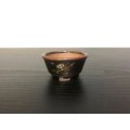 沈壽官窯小品盆栽鉢　薩摩焼/黒薩摩　「梅の図」　盆器外縁 