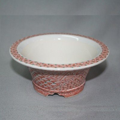 画像5: 九谷焼(瑛生)赤絵小紋4号丸鉢