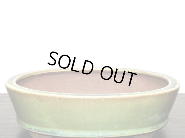 画像6: 常滑鉢　「松泉焼　山秋」　緑釉内縁楕円中浅鉢 (6)