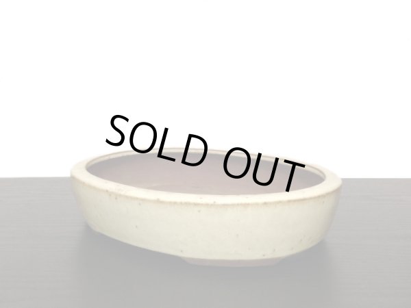 画像3: 常滑鉢 「松泉焼 山秋」 白釉内縁楕円鉢 (3)