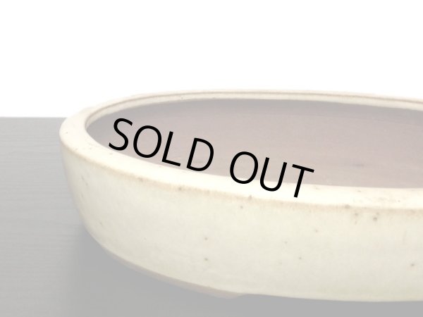 画像6: 常滑鉢 「松泉焼 山秋」 白釉内縁楕円鉢 (6)