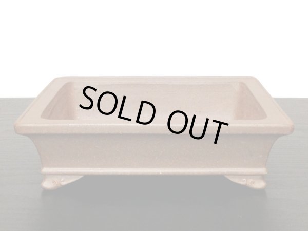 画像9: 常滑鉢 「小松泉 秋静庵 山秋」 紫泥外縁長方鉢 (9)