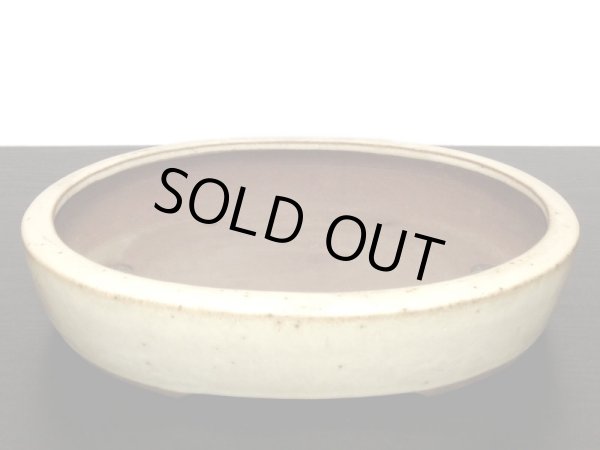 画像7: 常滑鉢 「松泉焼 山秋」 白釉内縁楕円鉢 (7)