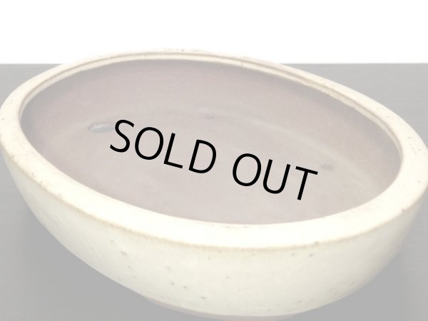 画像8: 常滑鉢 「松泉焼 山秋」 白釉内縁楕円鉢 (8)