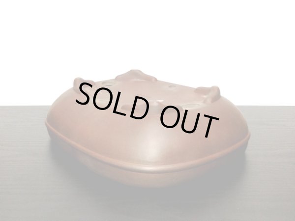 画像7: 常滑鉢　「松泉焼　山秋」　朱泥中帯内縁撫角長方鉢 (7)