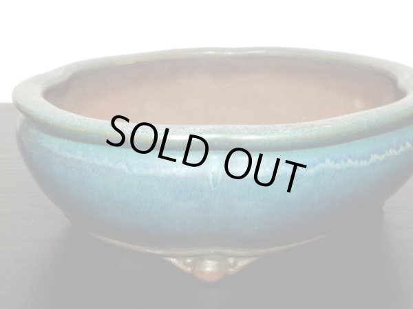 画像4: 常滑鉢　「松泉焼　山秋」　海鼠釉袋形木瓜鉢 (4)