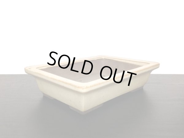 画像3: 常滑鉢　「山秋造印」　白釉外縁長方鉢 (3)