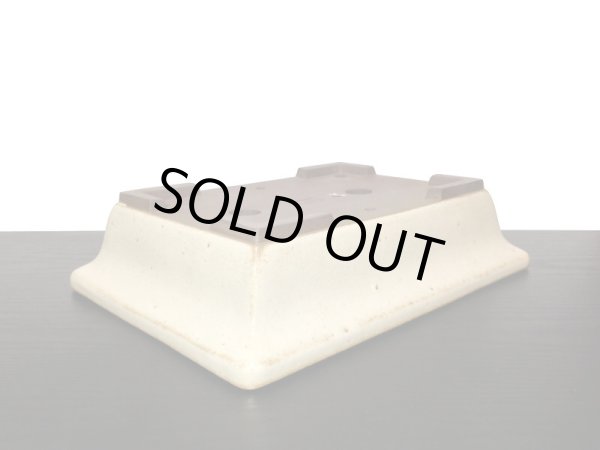 画像4: 常滑鉢　「山秋造印」　白釉外縁長方鉢 (4)