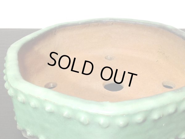 画像5: 常滑鉢　「秀峰」　緑釉内縁八角太鼓鉢 (5)