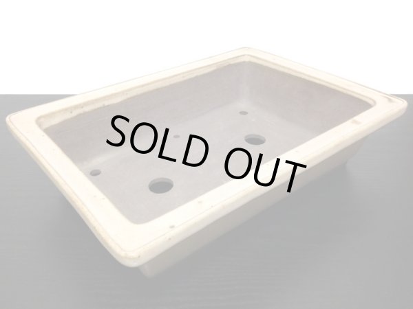 画像8: 常滑鉢　「山秋造印」　白釉外縁長方鉢 (8)