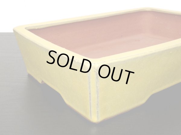 画像3: 常滑鉢　「英明　耀山」　黄釉内縁長方鉢 (3)