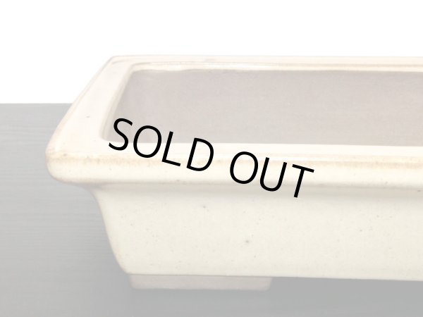 画像6: 常滑鉢　「山秋造印」　白釉外縁長方鉢 (6)