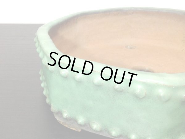 画像4: 常滑鉢　「秀峰」　緑釉内縁八角太鼓鉢 (4)