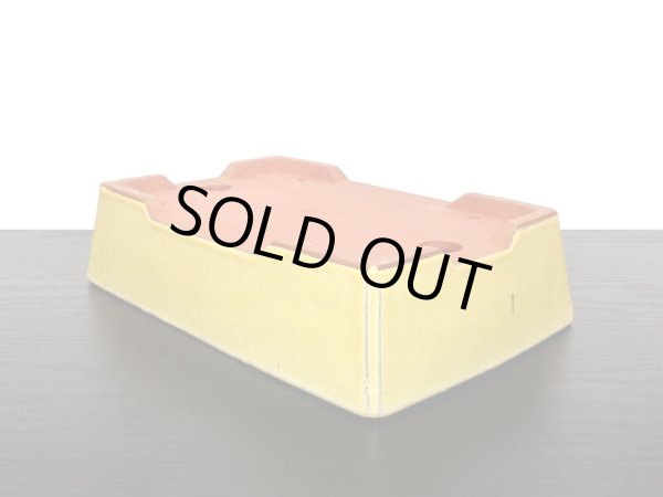 画像7: 常滑鉢　「英明　耀山」　黄釉内縁長方鉢 (7)