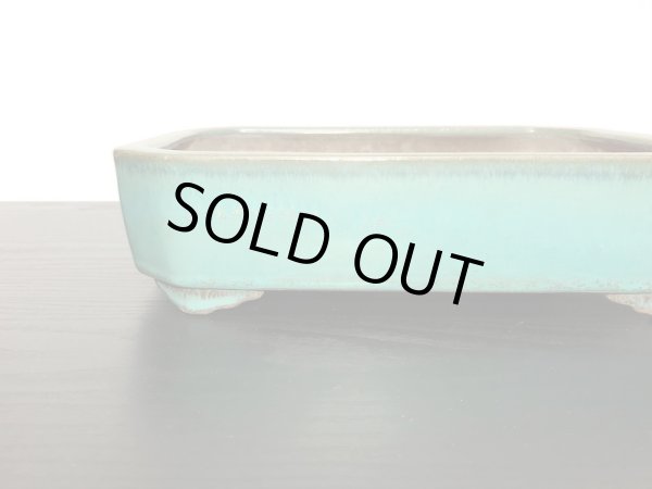 画像6: 常滑鉢　「松泉焼　山秋」　織部釉内縁長方鉢 (6)