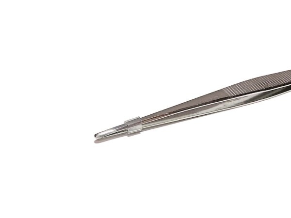 画像2: ステンヘラ付ピンセット 厚直(八木光) (2)