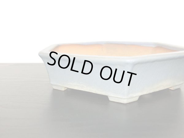 画像2: 常滑鉢　「山房」　均窯釉外縁六角鉢 (2)