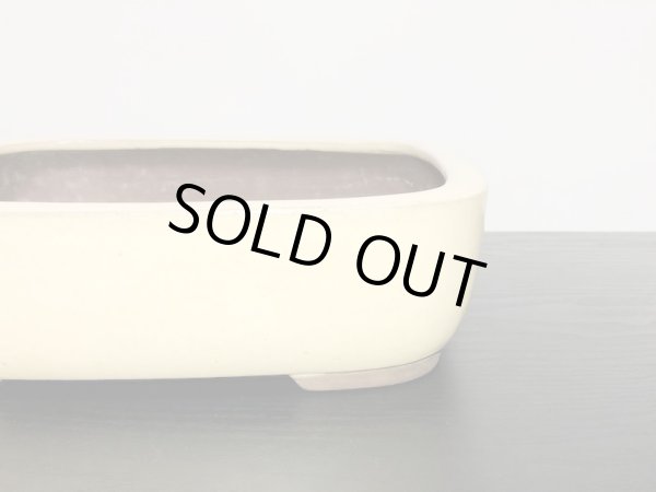 画像2: 常滑鉢　「松泉焼　山秋」　白釉内縁撫角長方鉢 (2)