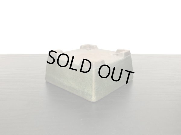 画像7: 常滑鉢　「松泉焼　山秋」　緑釉内縁正方鉢 (7)