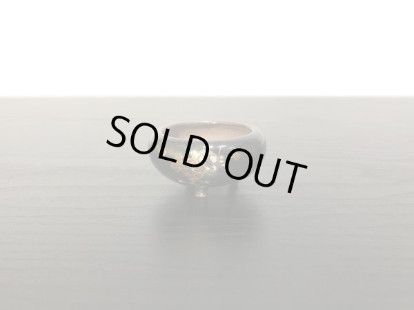 画像1: 沈壽官窯小品盆栽鉢　薩摩焼/黒薩摩　「梅の図」　盆器袋 (1)