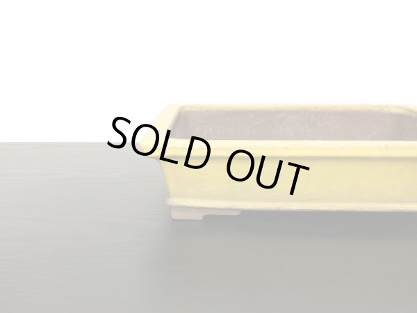 画像3: 常滑鉢 「松泉焼 山秋」 黄釉外縁長方鉢 (3)